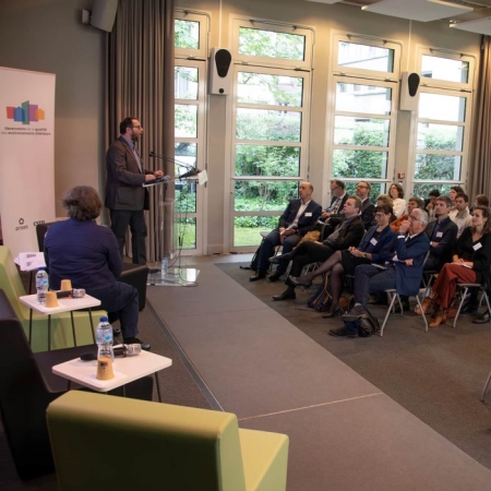 Présentation des résultats de travaux lors de la journée de lancement de l'OQEI